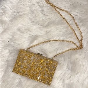Clear Acrylic Gold Leaf Clutch
